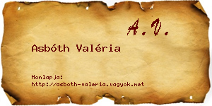 Asbóth Valéria névjegykártya
